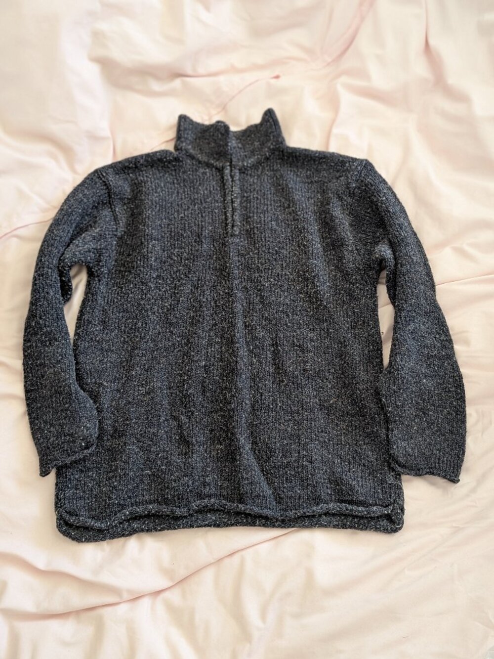 Huntington Ridge Blue Speckled Knit Quarter-Zip M